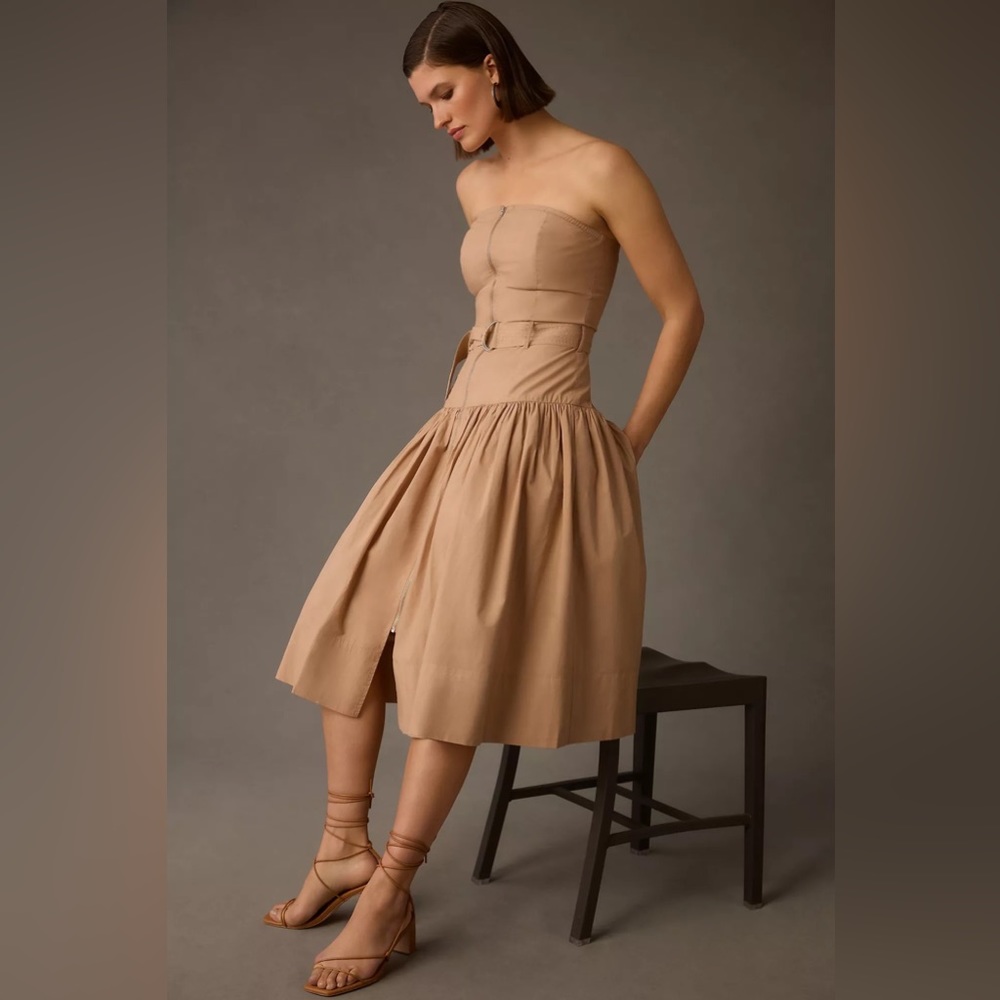 Love The Label Strapless Belted Utility Midi Dress
